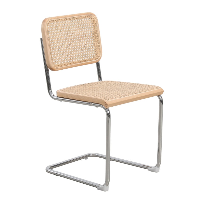 Chaise rétro avec pieds en métal et Cannage Naturel