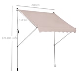 thumbnail of Outsunny Toldo Manual Retráctil 200x150 cm con Manivela de Aluminio Ángulo Ajustable Protección Solar para Terraza Balcón Jardín Patio Beige