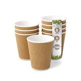 thumbnail of BIOZOYG 25 Stück Riffelbecher 250ml / 10oz Kaffee To Go Pappbecher, Braune Einwegbecher, Nachhaltig, Biologisch Abbaubar, Einwegbecher