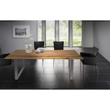 thumbnail of SIT Möbel Baumkante-Esstisch 160 x 85 cm | 26 mm Tischplatte natur aus Akazie | Gestell Stahl silbern | B160xT85xH77cm | 07198-85 | Serie TABLES & CO