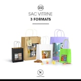 thumbnail of Saco de loja com janela kraft branco com pegas torcidas 22+11×28 cm por 240 - Gimex