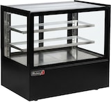 thumbnail of Romux® Kühlvitrine für Konditorei Quadratisch Tischgerät 2 Böden Schwarz 470 Liter Umluftkühlung | Kühlvitrine Gerade Glasscheiben