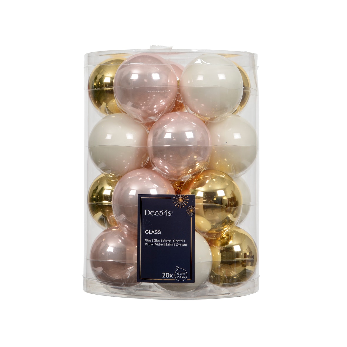 20 Weihnachtskugeln Glas 6cm glänzend Christbaumkugeln Weihnachtsbaumkugeln Christbaumschmuck Weihnachtsbaumschmuck Weihnachten Rosa Gold Mix
