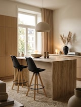 thumbnail of 2er Set Barhocker LIMA Schwarz Retro Design Kunstleder Holz mit Lehne, Design Barstuhl Retro Skandinavisch 2 Stück, Tresenhocker Sitzhöhe 77