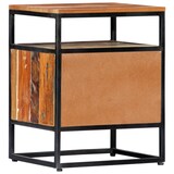 thumbnail of Mesita de noche de madera maciza reciclada y acero 40x30x50 cm