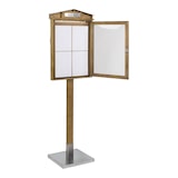 thumbnail of Securit® Présentoir porte-menu LED A4 "Rustic" - Acajou - Ensemble complet avec pied + socle - 4 vues - Fin de série