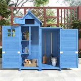 thumbnail of Merax Gerätehaus Gartenschrank Geräteschuppen Geräteschrank，118 x 54 x 173 cm, auch für kleine Gärten geeignet, Blau, PVC-Dach