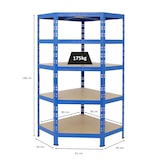 thumbnail of PROREGAL Eckregal Tiger HxBxT 180x90x45 cm | Fachlast 175kg | Blau | Stecksystem Lagerregal Regalsystem