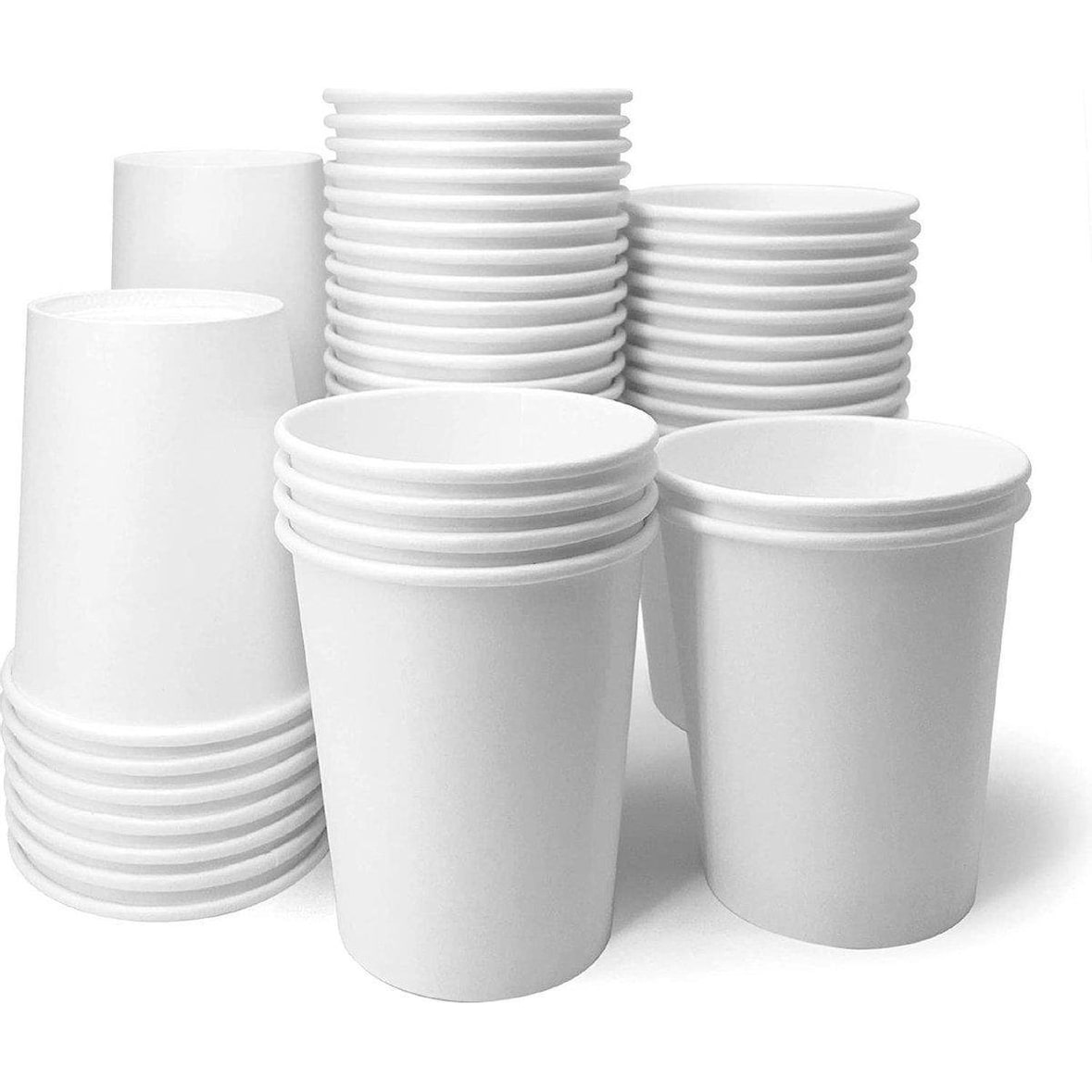 50 Stück weiße Pappbecher mit einem Fassungsvermögen von 200 ml für heiße und kalte Getränke