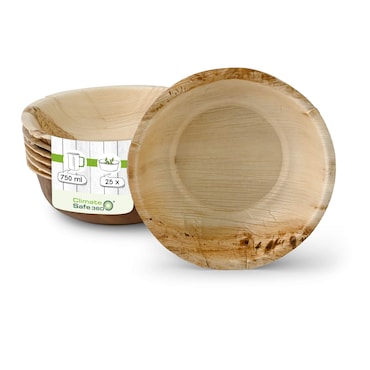 greenbox - Tigelas de Palmware®, refinadas, 750 ml, redondas, 25 un.