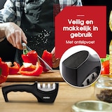 thumbnail of HGMD Luxe Messenslijper - 3 Standen - Zwart - Antislip - Scharenslijper - Messen slijper - Knife sharpener