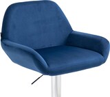 thumbnail of Décoshop26 - Barhocker x1 in blauem gepolstertem Samt mit verchromtem Metallfuß in Trompetenform TDB10426
