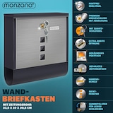 thumbnail of MONZANA® Design Briefkasten Edelstahl mit Zeitungsfach