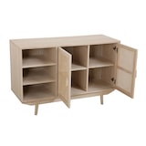 thumbnail of SalesFever Sideboard mit Rattan Front | 2 Türen, 3 offene Fächer | Korpus MDF | Beine Paulownie Holz | B 100 x T 36 x H 65 cm | natur