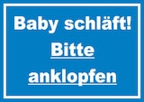 thumbnail of Das Baby schläft Bitte anklopfen Schild mit Text blau-weiss A0 (841x1189mm)