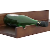 thumbnail of Conjunto de 2 prateleiras para vinhos HWC-P22, suporte de vidro/garrafas para 6 garrafas/15 copos em madeira com certificação FSC® 61x28cm ~ castanho