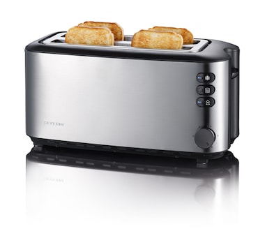 Tostador Automático de 2 ranuras largas Severin AT 2509 Acero inoxidable mate-negro 1400 W