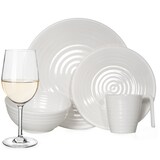 thumbnail of Melamin Geschirr Set 4 Personen Crema 16 Teilig + 4 Tiamo Weiß Weingläser Tafelgeschirr Picknick BBQ Kochgeschirr