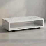 thumbnail of Couchtisch 100x50x25 cm Weiß Sofatisch in Marmor-Optik Modern, Design Wohnzimmertisch Rechteckig mit Stauraum, Loungetisch Schlicht, Kaffeetisch