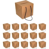 thumbnail of 5x Caixas cúbicas de cartão Kraft 10x10x10 cm com alças e fitas pretas