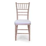 thumbnail of Sedia legno chiavari sbiancato c/cuscino cm40x40h43/92