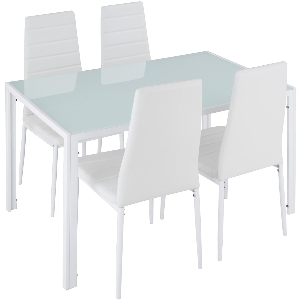 tectake Ensemble table et 4 chaises BERLIN en acier - blanc - 402838