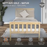 thumbnail of ML-Design Holzbett 90x200 cm Natur – Kiefernholz Massivholzbett mit Lattenrost & Füßen, Einzelbett mit Kopf- & Fußteil, Jugendbett für Kinder &