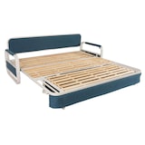 thumbnail of Schlafsofa HWC-M83, Schlafcouch Couch Sofa, Schlaffunktion Bettkasten Liegefläche, 190x185cm ~ Stoff/Textil dunkelblau