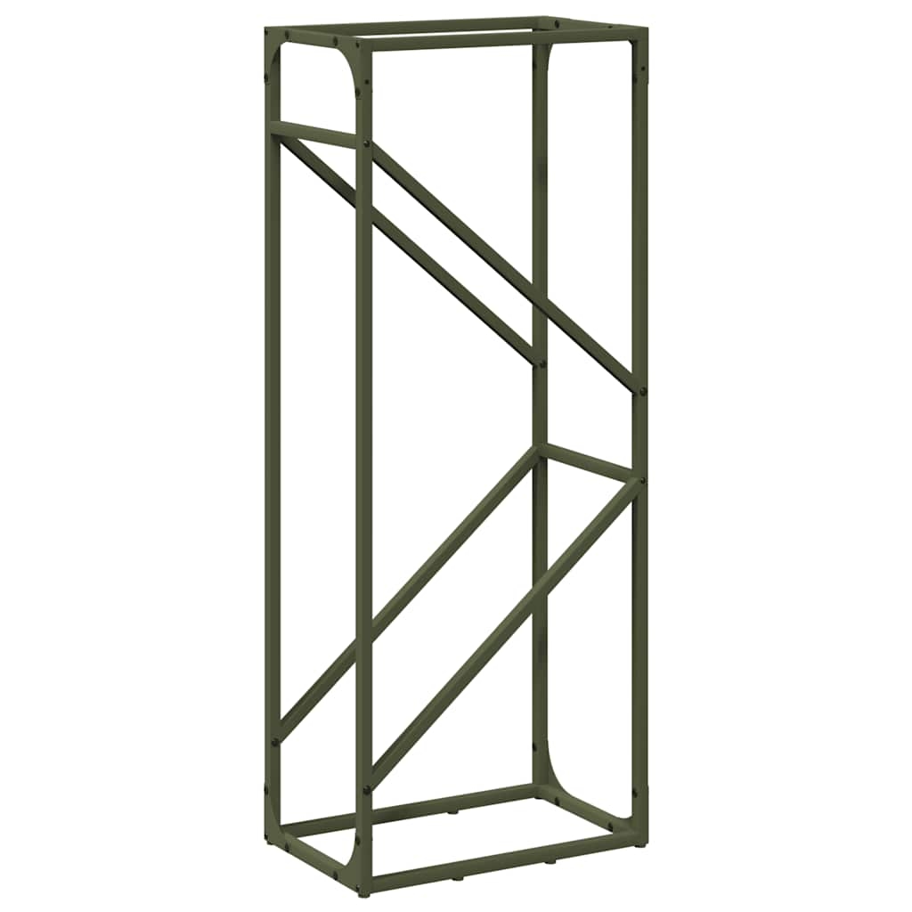 vidaXL Brennholzregal Olivgrün 40x25x100 cm Kaltgewalzter Stahl