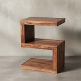 thumbnail of Beistelltisch `S` Cube `Nako`: Sheesham-Holz, S-Form, 44x30 cm, 60 cm Höhe, handgefertigt. Braun, 44x30x60 cm | Kadima Design