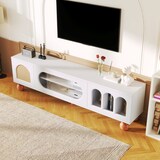 thumbnail of Merax Lowboard mit Rattantür und Glastüren, TV-Schrank mit Stauraum, TV-Board Landhaus, Fernsehtisch, Breite:170cm Weiß