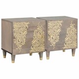 thumbnail of vidaXL Nachttisch 2 pcs Grau 40 x 33 x 46 cm massives Mangoholz
