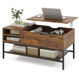 thumbnail of Helloshop26 - Table basse à plateau relevable 99,5 x 49,5 x 47,5 cm rangement pratique design moderne en bois aggloméré brun 20_0018895