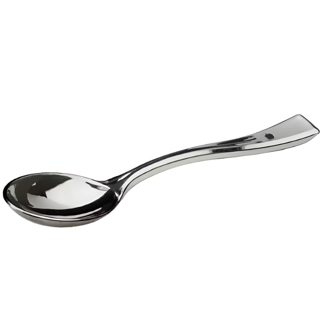 Cuchara café de plástico mini efecto metal 10 cm (1 paquete de 50 unidades)