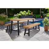 thumbnail of METRO PROFESSIONAL Conjunto de mesa e bancos de exterior Picada 3 peças, 1 mesa 220 x 70 cm, 2 bancos 180 x 31 cm, castanho natural