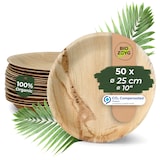 thumbnail of BIOZOYG 50 Stück Einwegteller Ø 25cm Palmblatt-Teller, rund, biologisch abbaubar, umweltfreundlich, kompostierbar, wiederverwertbar, Wegwerfteller