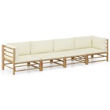 thumbnail of vidaXL 4-tlg. Garten-Lounge-Set mit Cremeweißen Kissen Bambus