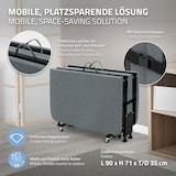 thumbnail of ECD Germany Gästebett 90×200 cm klappbar, mit Matratze, Stahlrahmen auf 8 Rädern, bis 200 kg, Reisebett Einzelbett tragbar