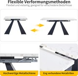 thumbnail of Ausziehbarer Esstisch 159x74x77 cm Weiß+Schwarz mit Marmoroptik Tischplatte, MDF Tisch, Carbonstahl Beine, Metallschienen System