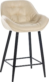 thumbnail of Décoshop26 - Barhocker/Hochstuhl x1 mit gepolstertem Sitz in cremefarbenem Stoff und schwarzem Metall 10_0004901