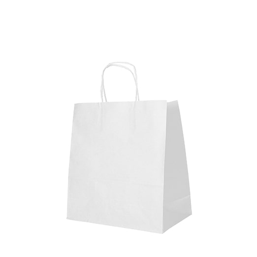 PAPSTAR 25 bolsas de transporte, papel 27 cm x 32 cm x 21,5 cm blanco con asa retorcida