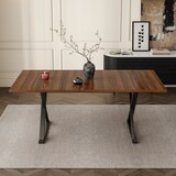 thumbnail of Esstisch MDF in Walnuss mit schwarzen Metallbeinen, 180x90 cm, X-Gestell, für 6–8 Personen