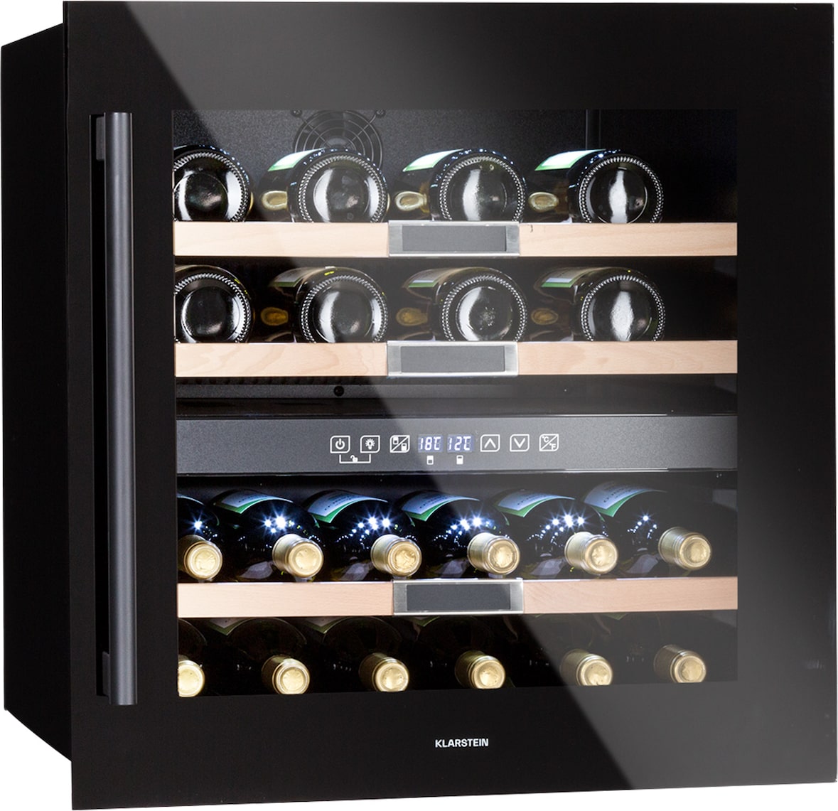 Klarstein Vinsider 36 Onyx Edition Weinkühlschrank 2 Kühlzonen 5-22°C 85l Schwarz