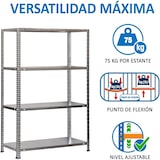 thumbnail of Estante metálica com parafusos Advantage 4 prateleiras. Cor galvanizado 1500x800x400 mm