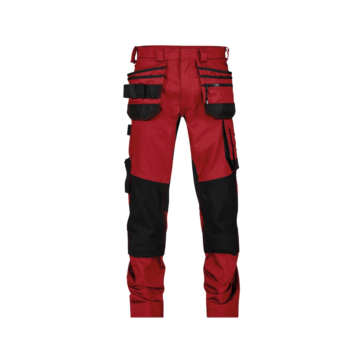 DASSY Flux Next Arbeitshose, Holstertaschen, Cordura Kniepolster EN 14404, Recyclingpolyester GRS zertifiziert rot/schwarz 54 STANDARD