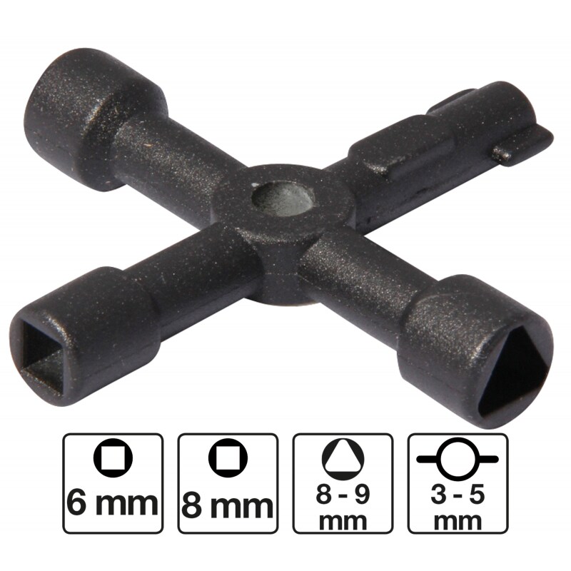 Schaltschrankschlüssel universal , Vierkant, Dreikant, Doppelbart