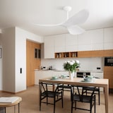 thumbnail of Deckenventilator 27x97x97 cm ohne Beleuchtung Fernbedienung 6 Stufen Timer reversibel DC Motor leise für Innen und Außen Mattweiß