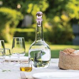 thumbnail of Saffraan Bilia-fles in roze borosilicaatglas, verfijnd en elegant ontwerp voor op tafel, volledig handgemaakt, uniek exemplaar.