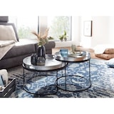 thumbnail of Couchtisch 2er Set Silber / Schwarz Metall Hammerschlag Satztisch Rund, Sofatisch abnehmbares Tablett, Tabletttisch Sofa 2 teilig Modern, Runder