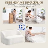 thumbnail of 2-Sitzer-Sofa Polyester Weiß 142x85x73,5 cm, geschwungenes Polstersofa mit Fleece-Bezug und rutschfester Basis